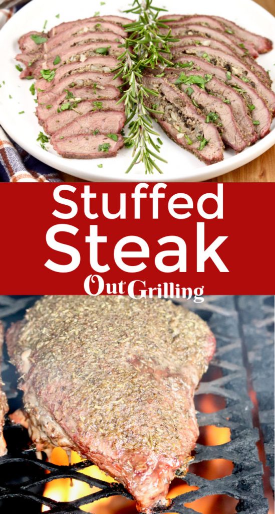 Stuffed Steak {with Sausage, Mushrooms & Onions} - Out Grilling
