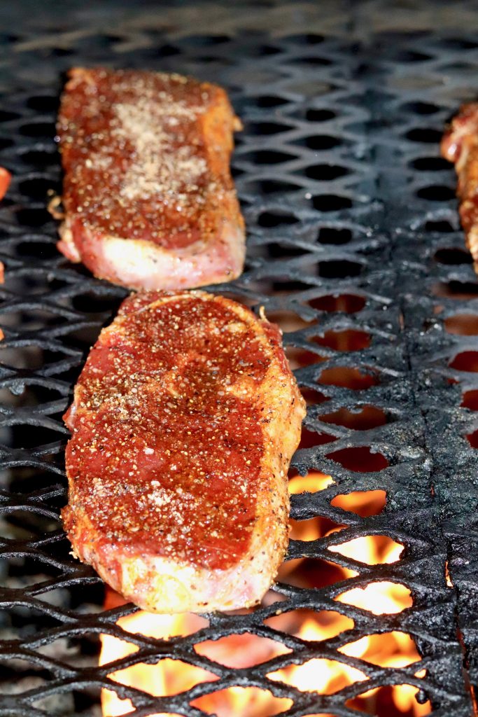 Searing steaks on the grill