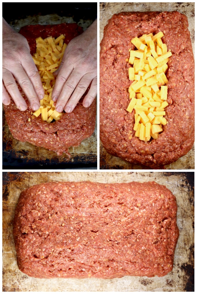 Meatloaf stuffed with cheddar cheese