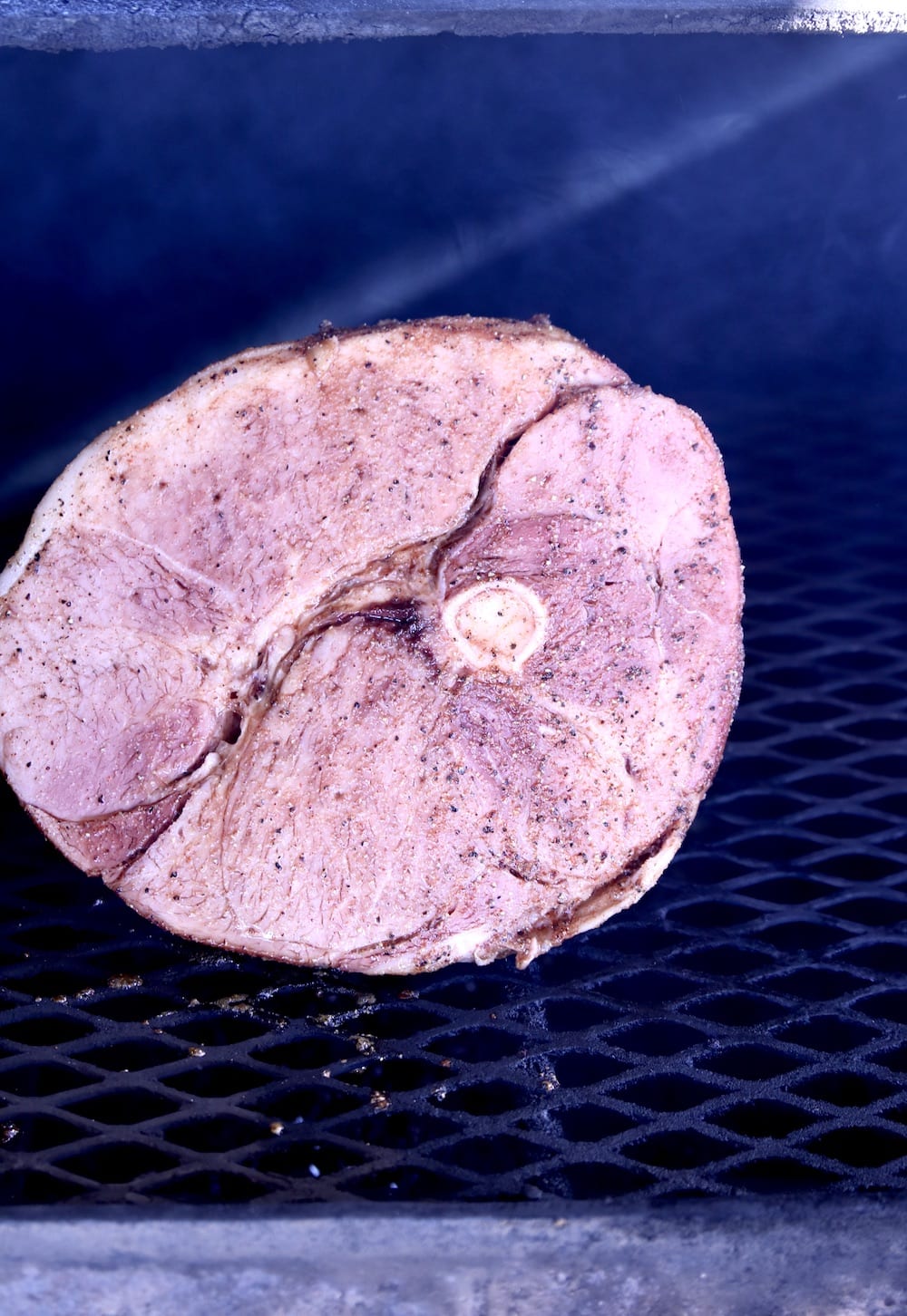 bone in half ham on a grill