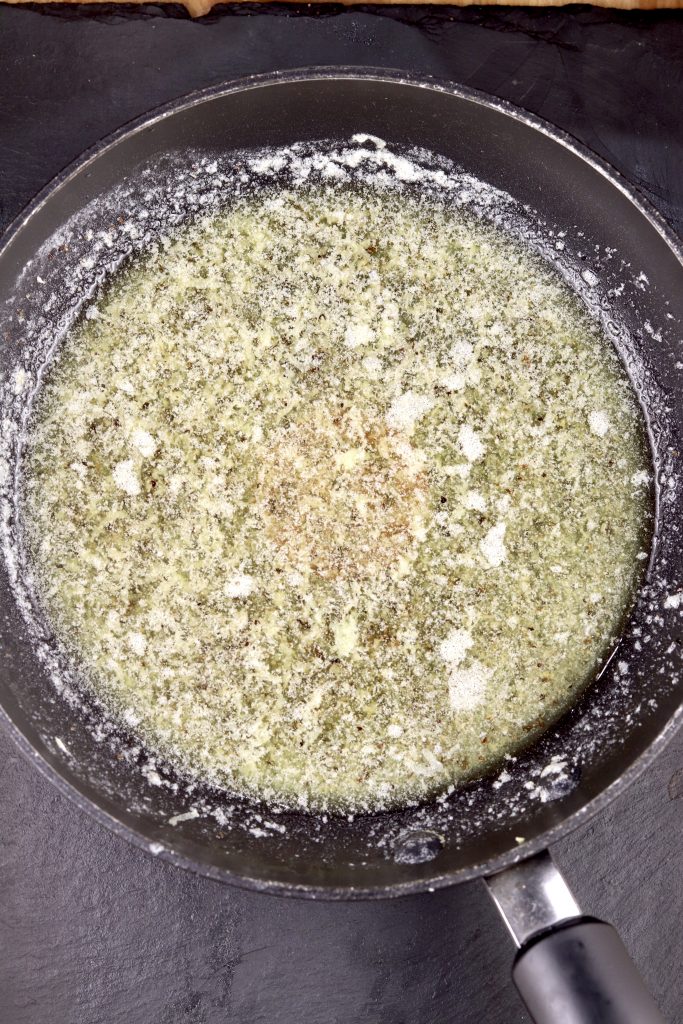 Garlic butter with salt and pepper in a small skillet