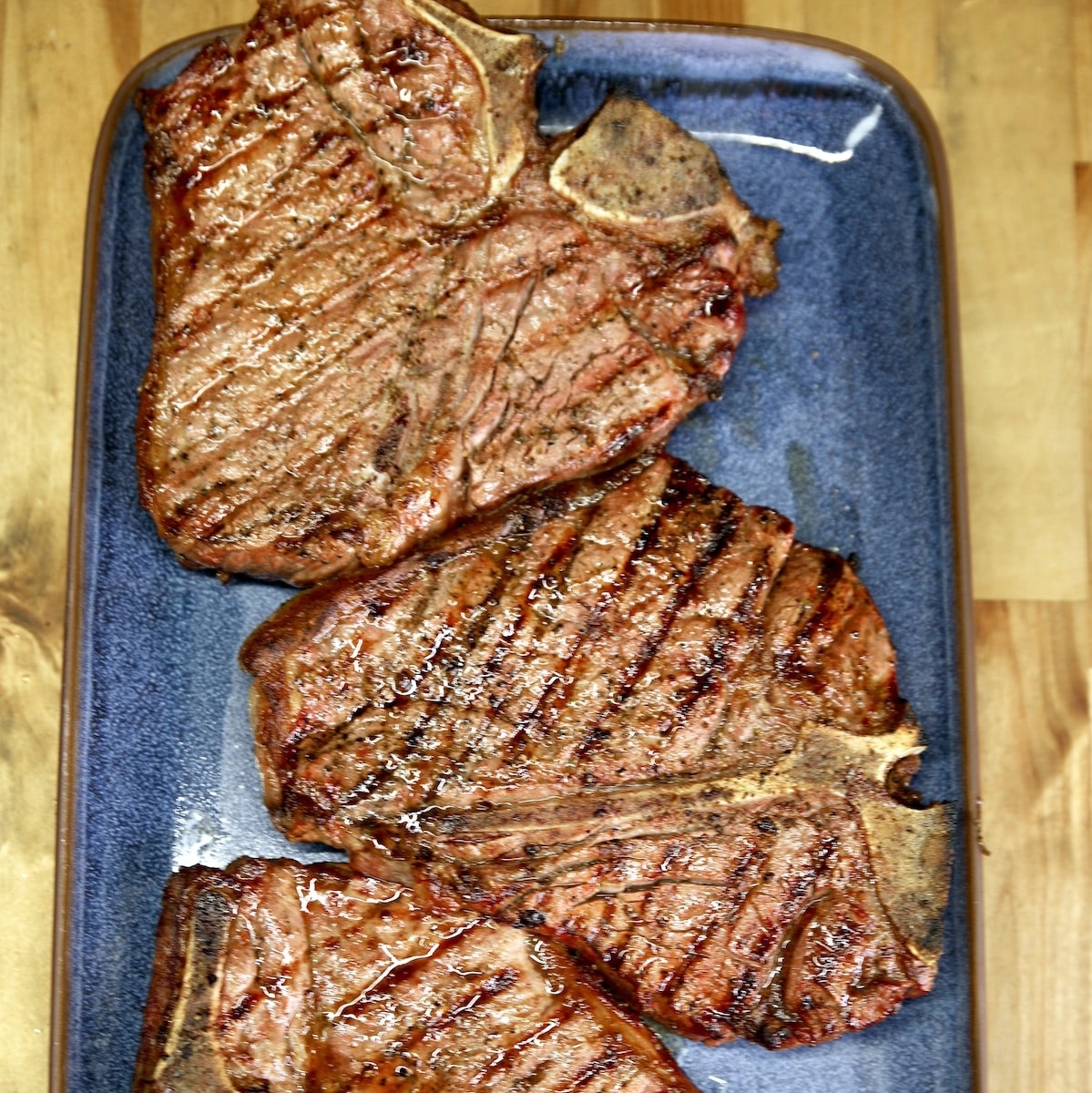 Platter with grilled T-Bone Steaks.