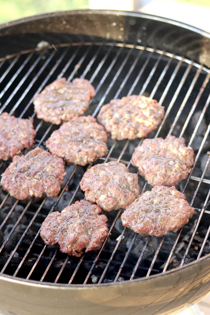 Cooking burgers on a Weber kettle grill