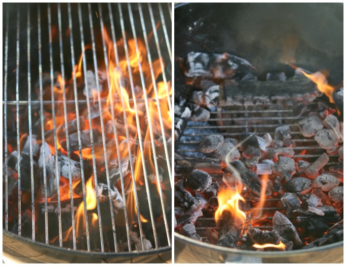 Weber Grill with flaming coals