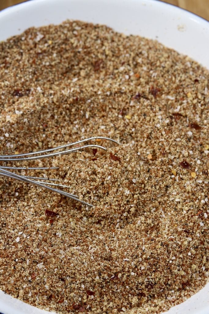 Whisking together dry rub spice mix