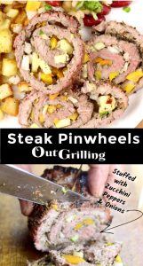 Grilled Steak Pinwheels {with Zucchini, Peppers & Onions} - Out Grilling