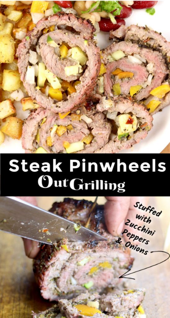Grilled Steak Pinwheels {with Zucchini, Peppers & Onions} - Out Grilling