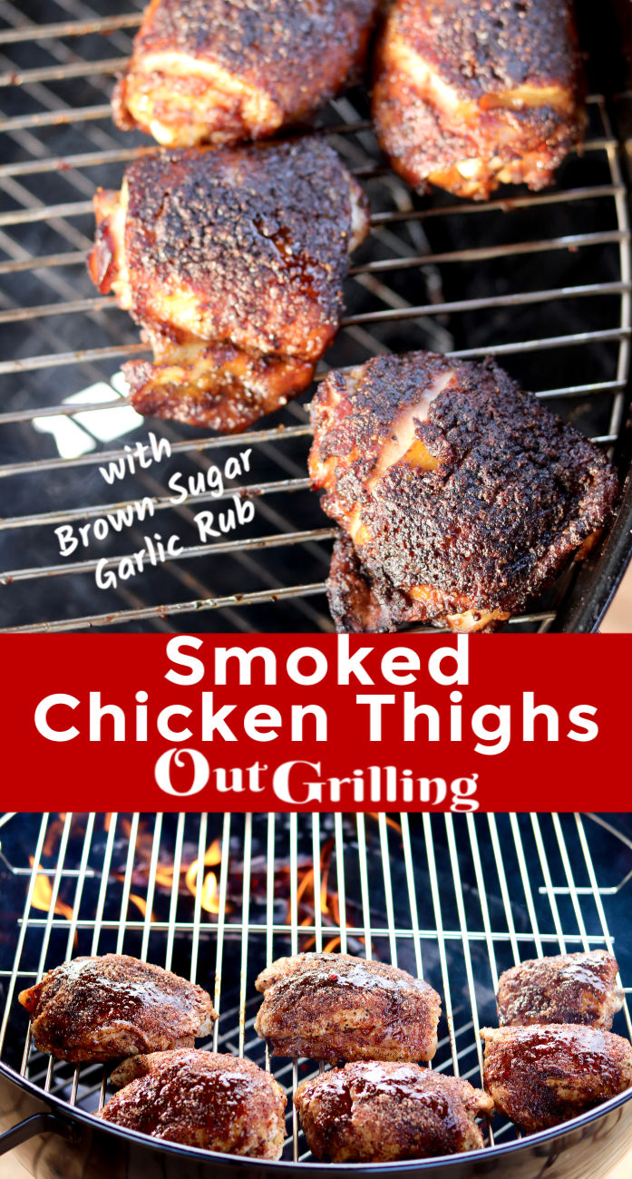 Smoked Chicken Thighs on grill - collage