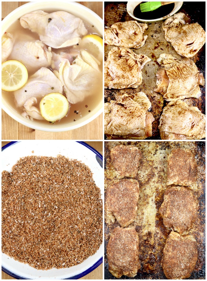 Brining chicken thighs and seasoning with brown sugar rub for grilling