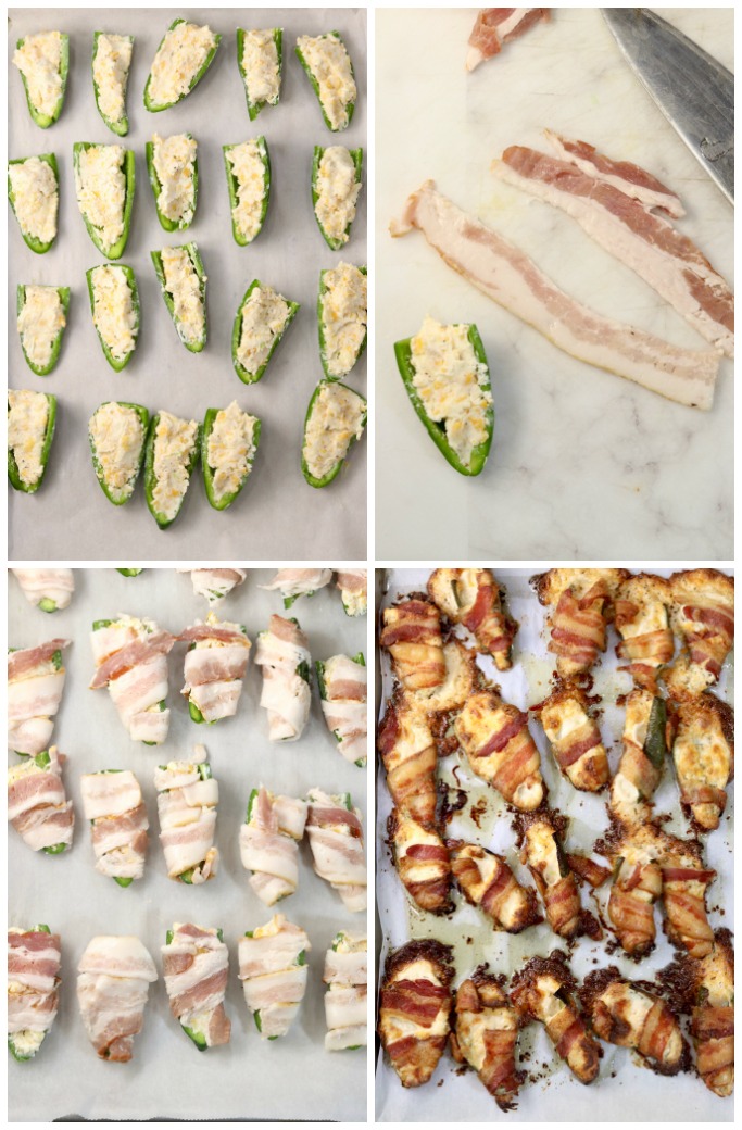 Making bacon wrapped jalapeno poppers collage