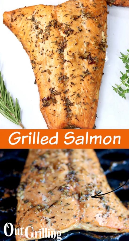 Grilled Salmon {with Garlic and Herb Glaze} - Out Grilling