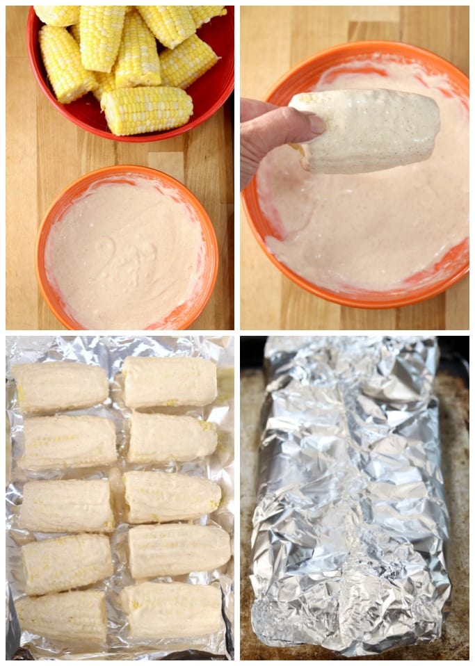 Step by step to make grilled Mexican corn in a foil packet