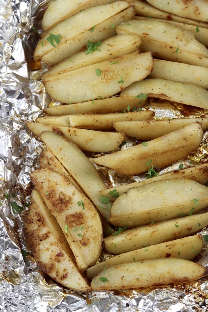 Grilled Potato Wedges in a foil packet