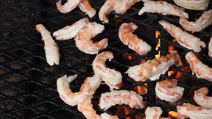 Grilling jumbo shrimp