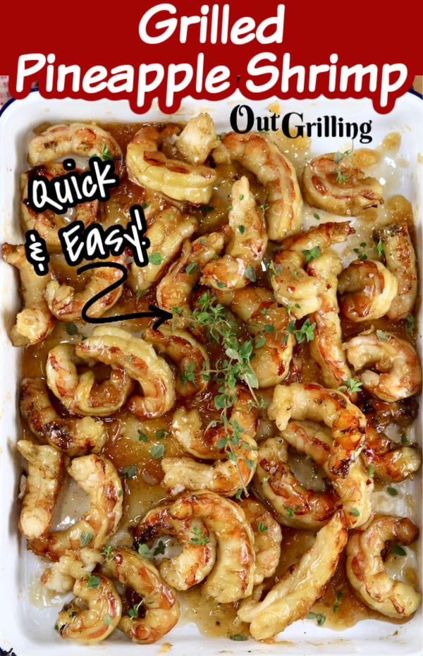 Grilled Pineapple Shrimp with text overlay 