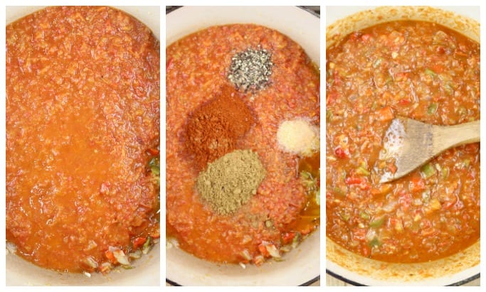 tomato sauce and seasonings for chili collage