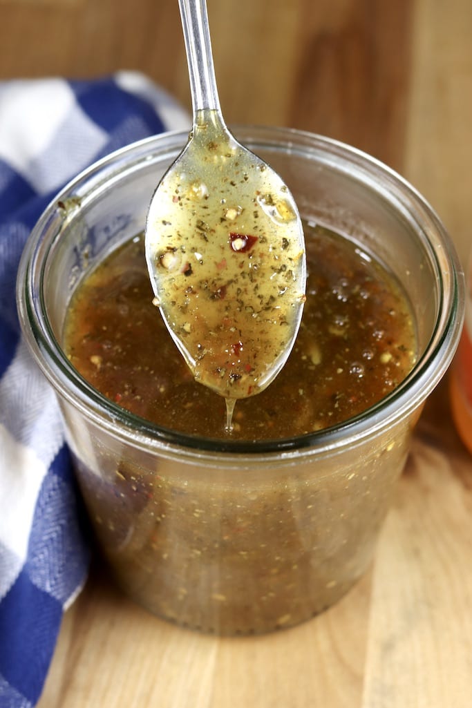 Orange BBQ Sauce in a Weck Jar - Spoon dipping sauce