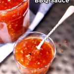 Pineapple BBQ Sauce in a cup with spoon