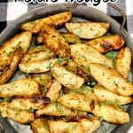 Grilled Potato Wedges on a platter - text overlay.