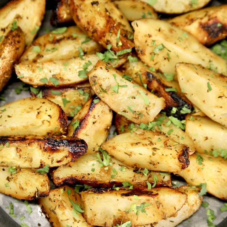 Grilled potato wedges.