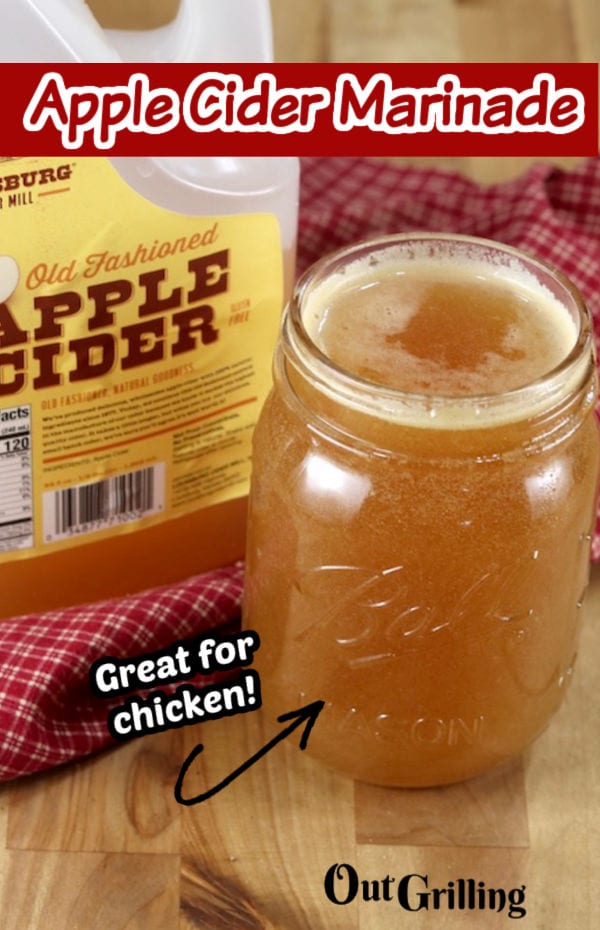 Apple Cider Marinade in a jar with text overlay