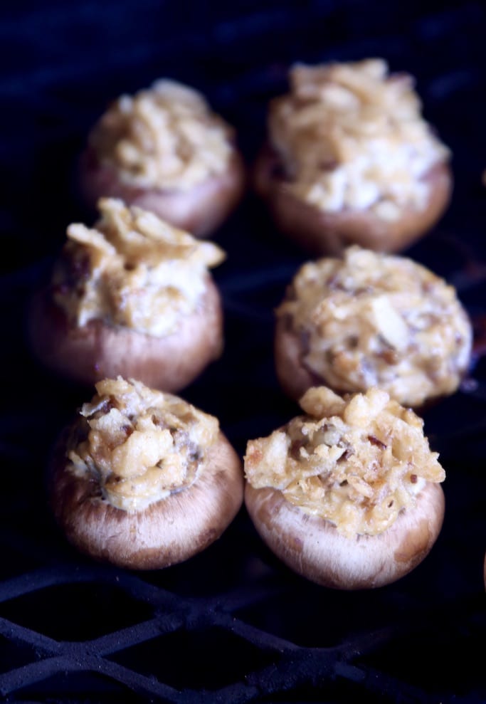 grilled stuffed mushrooms on the grill