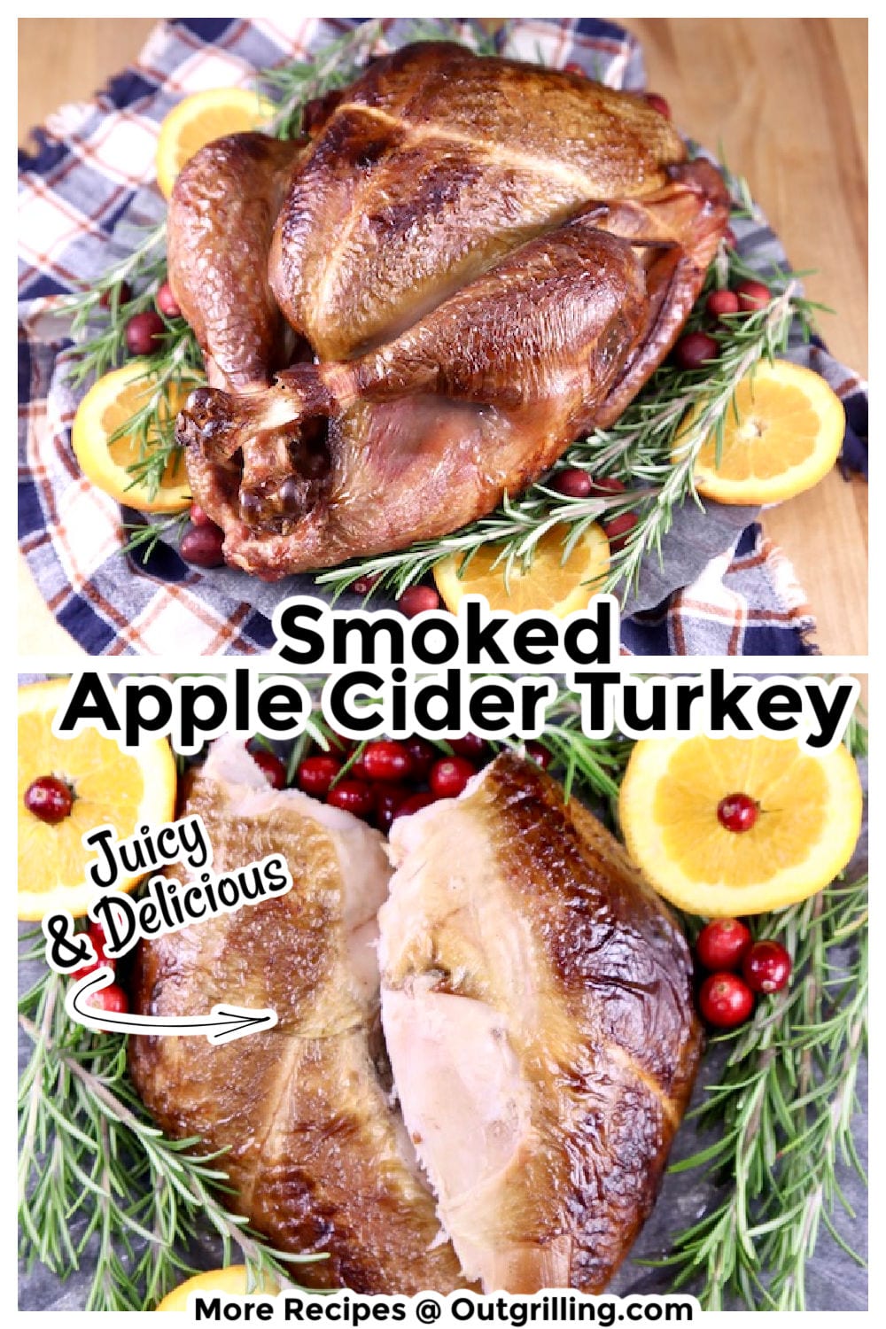 Smoked Apple Cider Turkey Recipe Pin Collage 
