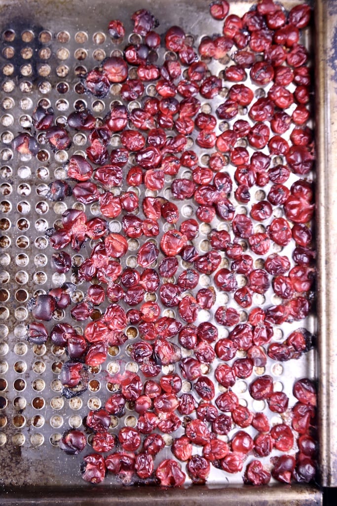 Smoked cranberries on a grill pan