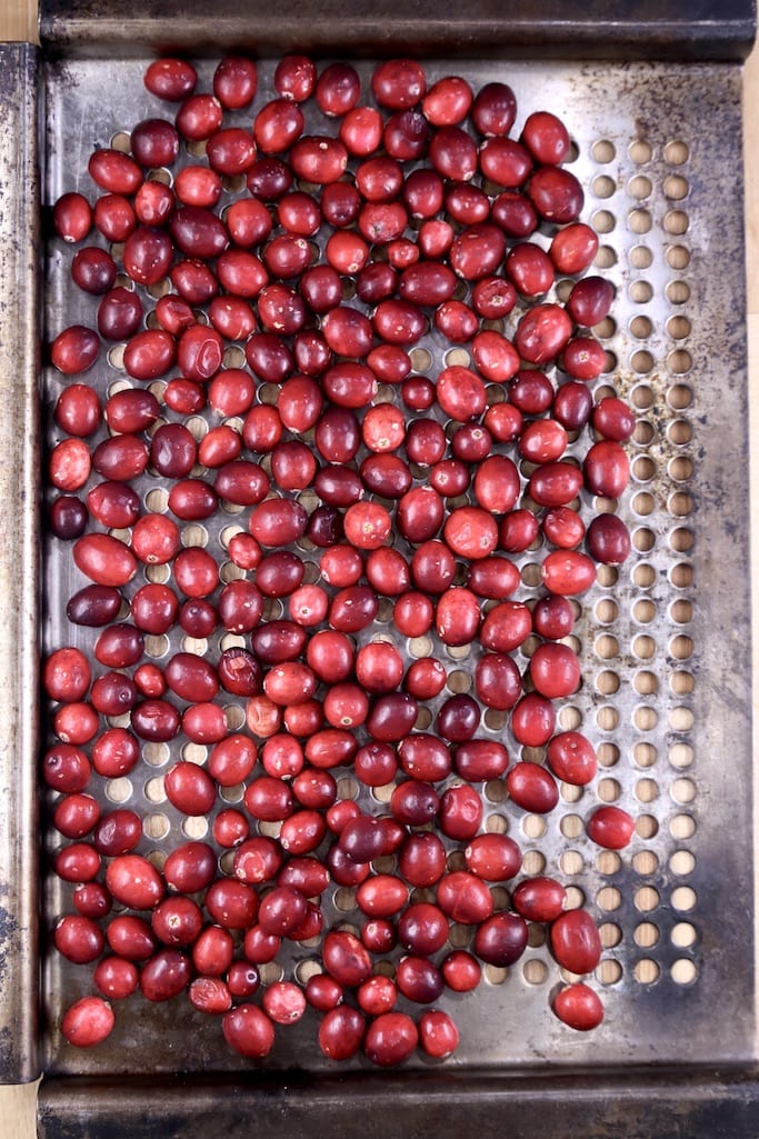 Fresh cranberries on a grill pan