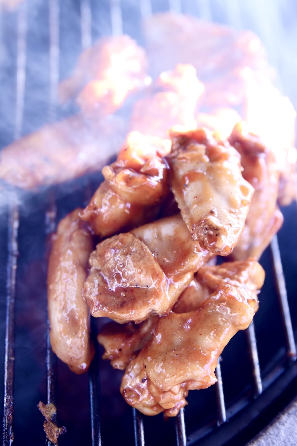 BBQ chicken wings on a grill