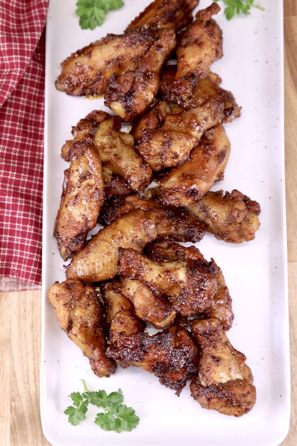 Maple Wings on a white platter