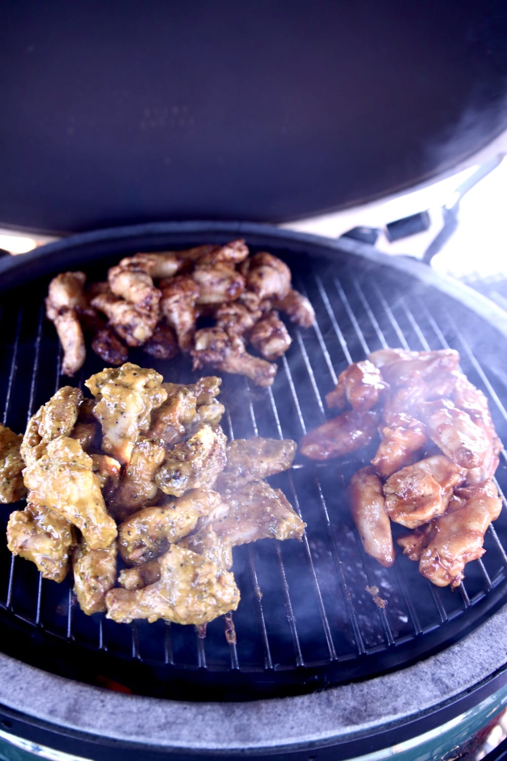 grill with 3 kinds of chicken wings