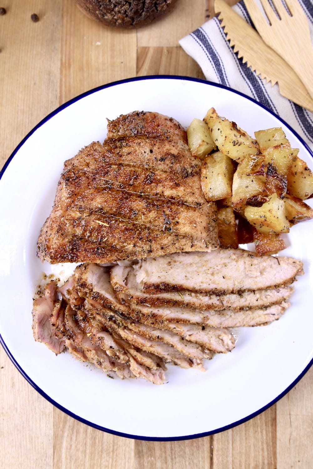 Pork Chop on a plate with potatoes