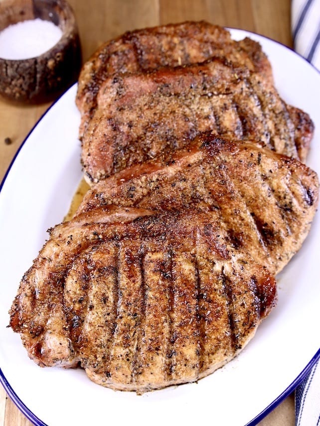 Platter of grilled pork chops