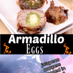 armadillo eggs collage - sliced and on the grill - text overlay