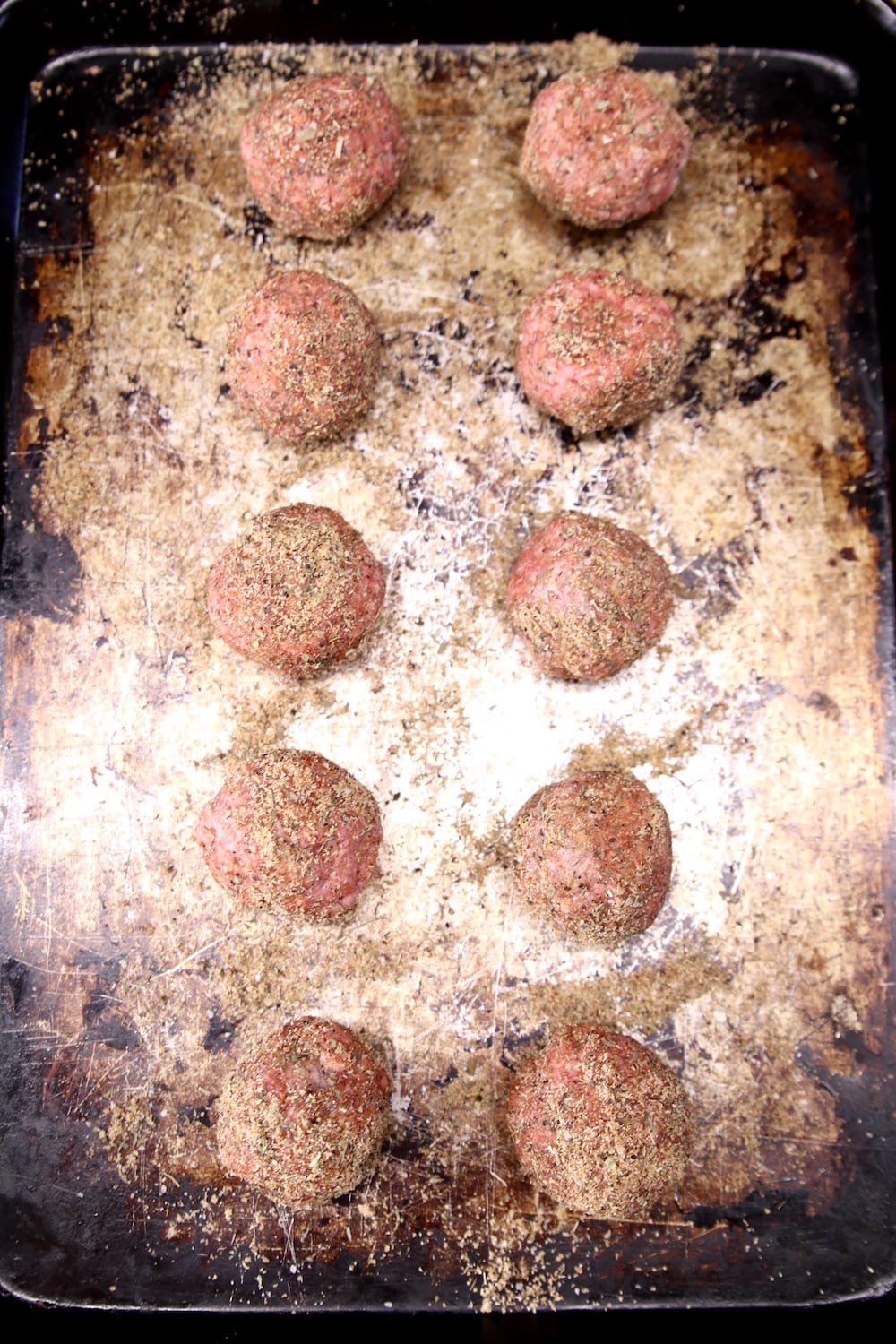 Stuffed Meatballs on a sheet pan for grilling