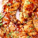 sweet & tangy BBQ Chicken Tenders with text overlay