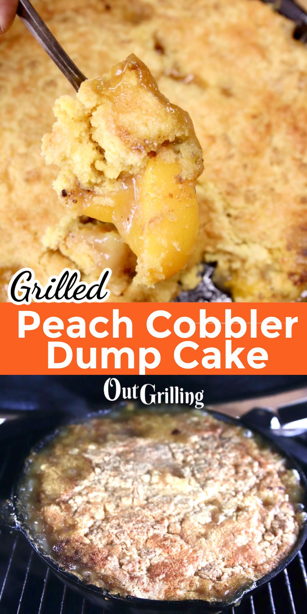 Grilled Peach Cobbler Dump Cake Recipe - Out Grilling