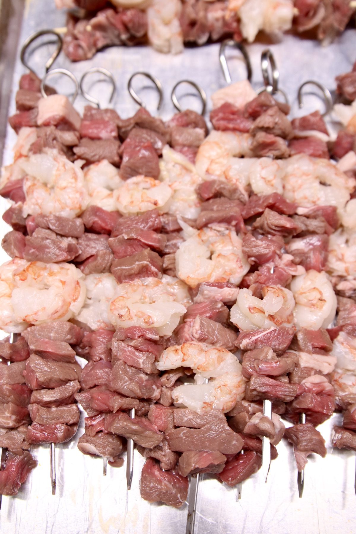 skewers with steak and shrimp