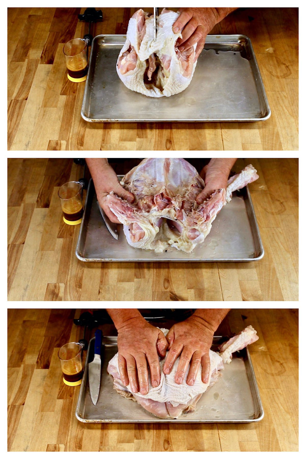 spatchcocking a turkey breast collage