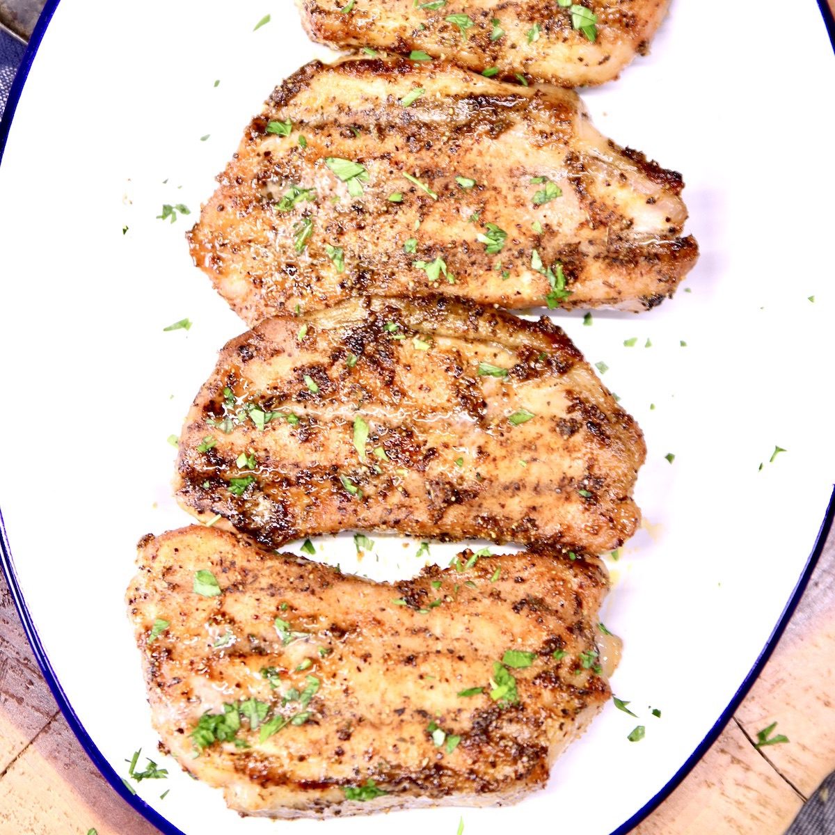 platter of grilled pork chops
