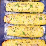 grilled parmesan corn on the cob - text overlay