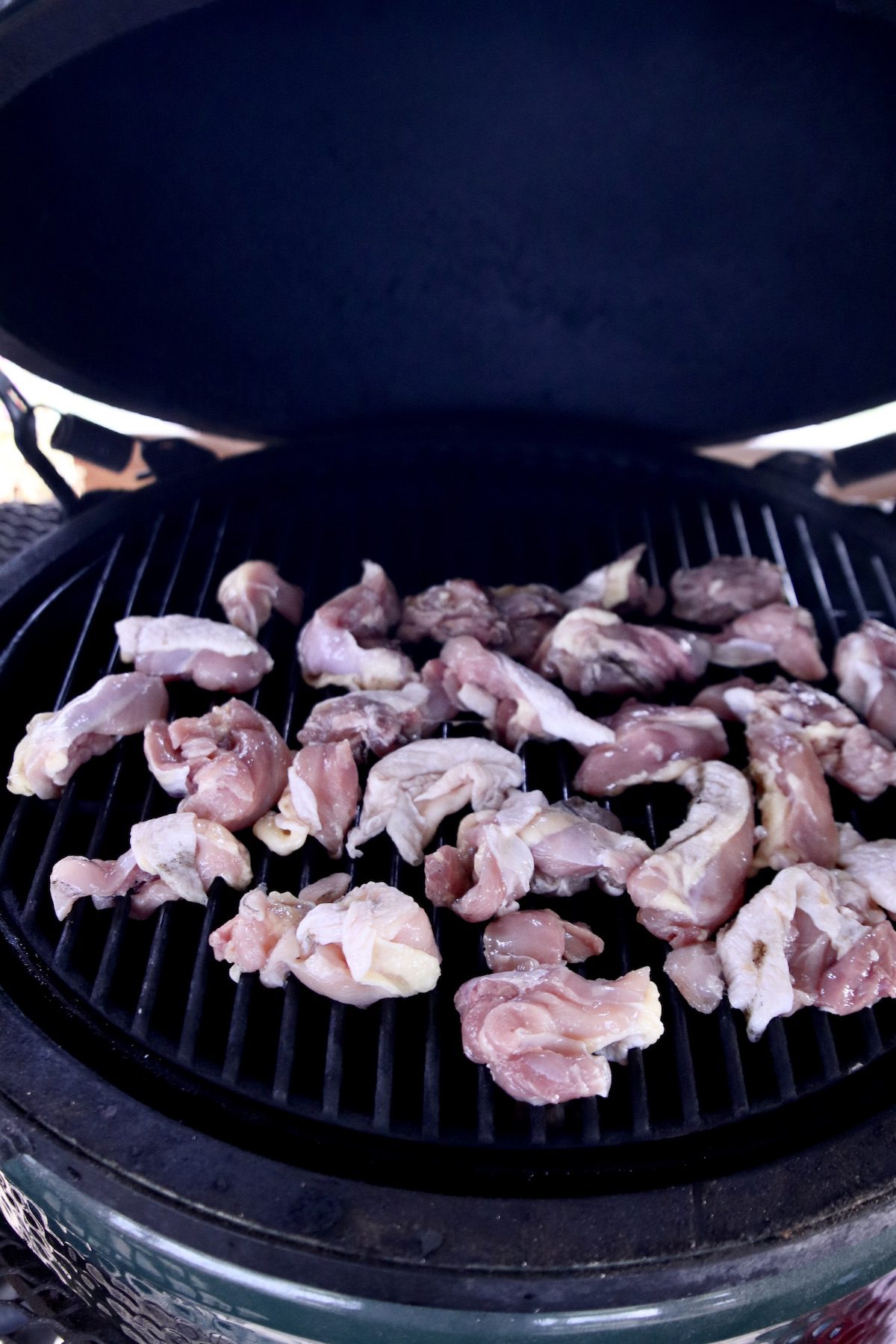 chicken pieces on a grill