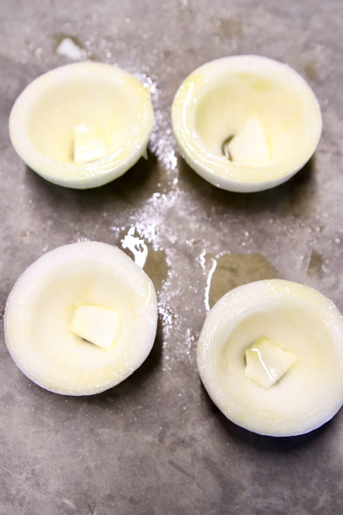 olive oil coated onion shells