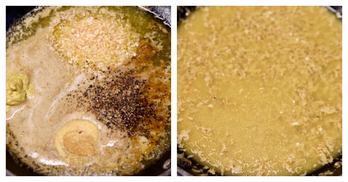 making garlic butter sauce for grilled chicken - collage