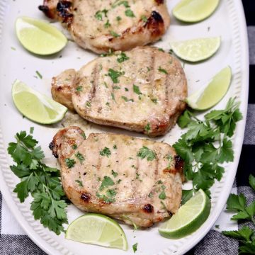 cilantro lime pork chops on a platter