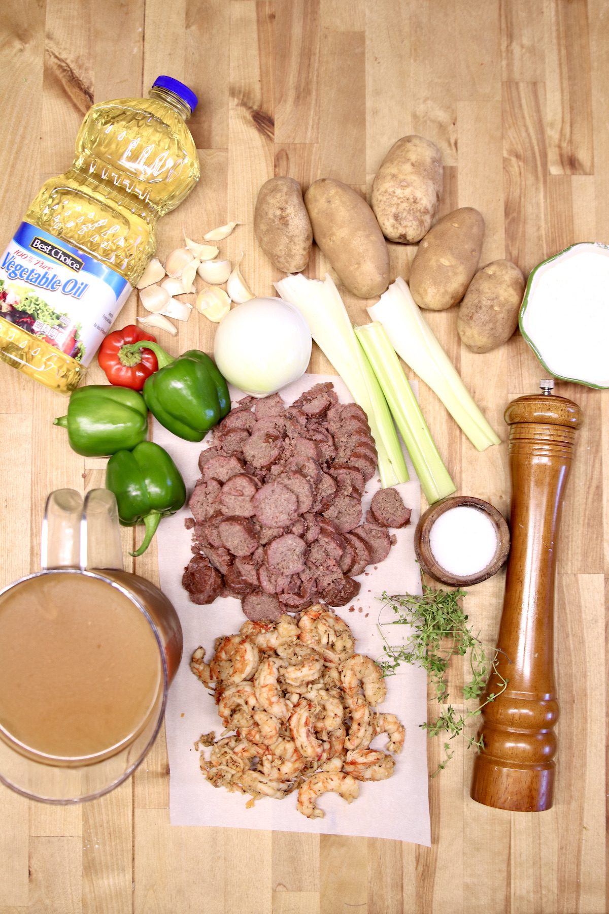 ingredients for Cajun shrimp stew