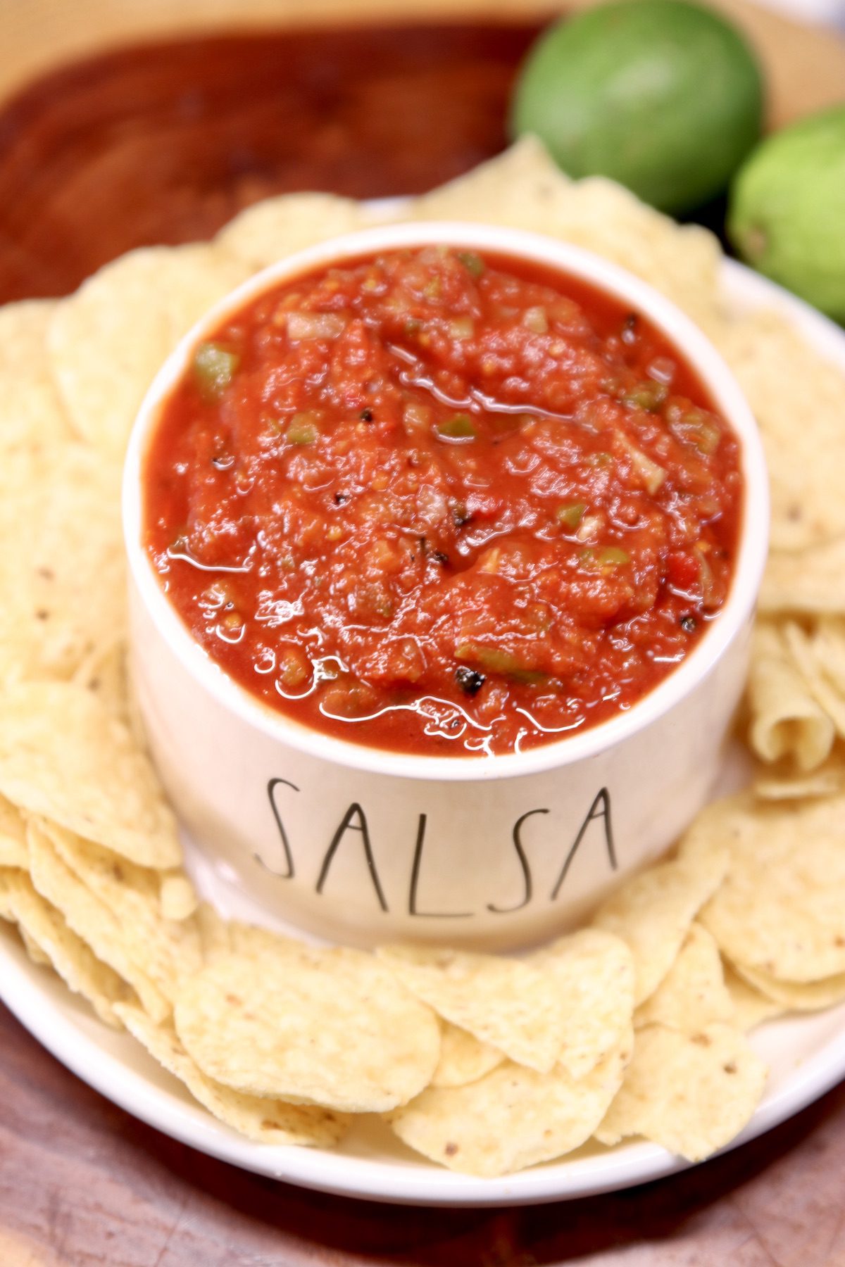 chunky salsa in a bowl - overhead view