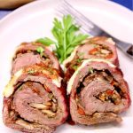 grilled stuffed Steak Rolls on a plate with text overlay