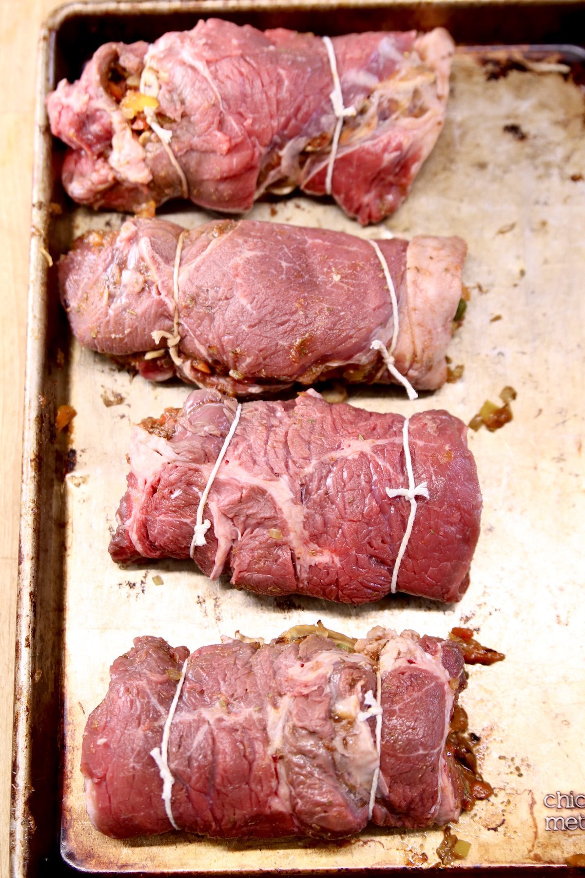 rolled steak tied with butcher twine